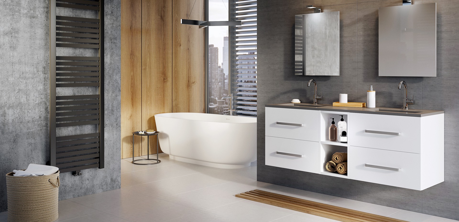 Infinity-met–greep-wit-hoogglans-Levante-wastafel-grijs-mijn-bad-in-stijl